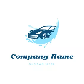圧力洗浄　ロゴ Water Spray and Car logo design
