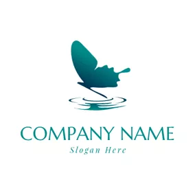 Logotipo De Animales Y Mascotas Water Wave and Butterfly logo design