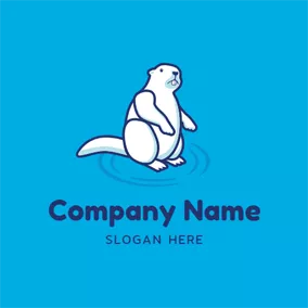 Welle Logo Water Wave and White Beaver logo design