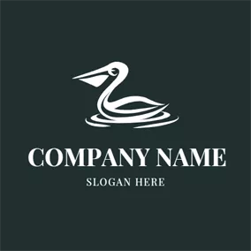 Pelican Logo Water Wave and White Pelican logo design