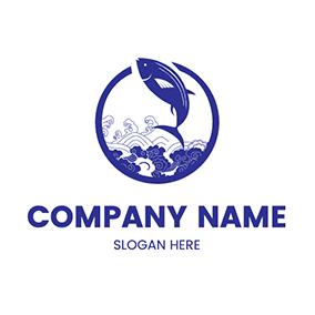 コミュニケーション関連のロゴ Wave Fish Cyprinoid Culture logo design