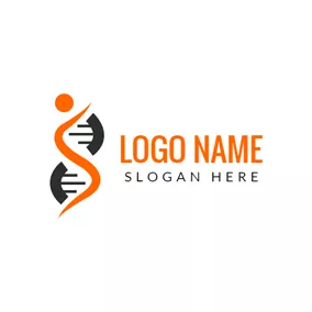 DNA ロゴ Wave Shape and Dna Structure logo design