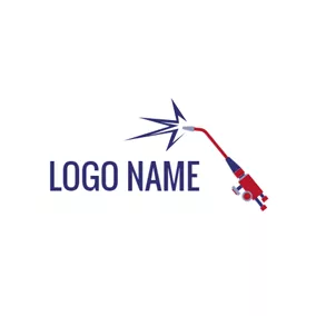 溶接ロゴ Welding Torch and Spark logo design