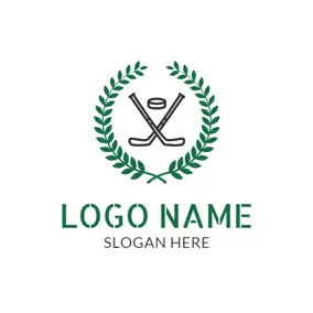 Green Logo Wheat and Hockey Badge logo design
