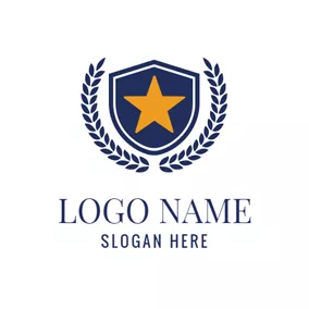 Decoration Logo Wheat and Star Badge logo design