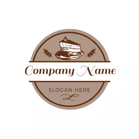 Pastry Logo Wheat and Sweet Cake Piece logo design