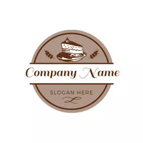 ベーカリーのロゴ Wheat and Sweet Cake Piece logo design