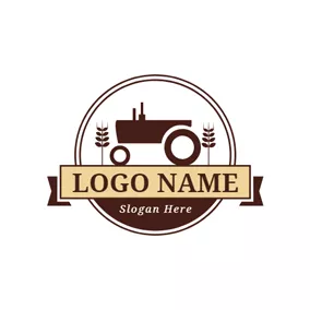 拖拉机logo Wheat and Tractor Icon logo design
