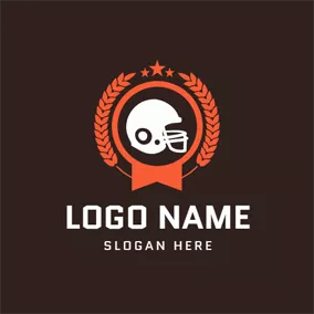 橄欖球logo Wheat Encircled Football Helmet logo design