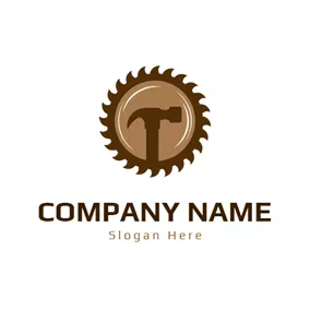マイニング　ロゴ Wheel Gear and Hammer logo design