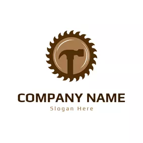 技工 Logo Wheel Gear and Hammer logo design