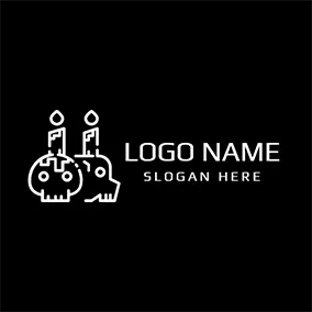 Logótipo De Perigo White Abstract Skull Icon logo design