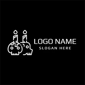 Logotipo De Collage White Abstract Skull Icon logo design