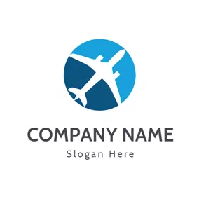 Plane Logo White Aeroplane and Green Sphere logo design