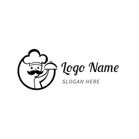 Hat Logo White and Black Cooking Chef logo design