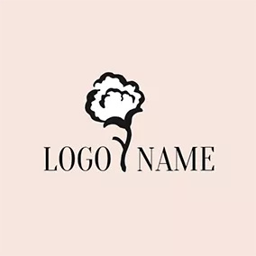 Emblem Logo White and Black Cotton Flower logo design