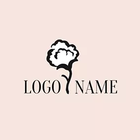 コットンロゴ White and Black Cotton Flower logo design