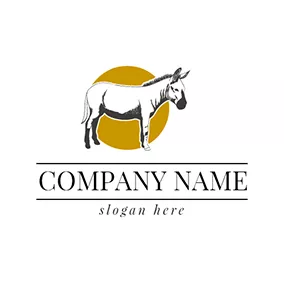 Drawing Logo White and Black Donkey Icon logo design