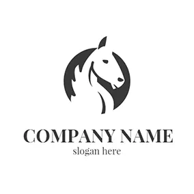 馬球Logo White and Black Horse Head logo design