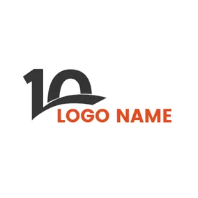 数字 Logo White and Black Number Ten logo design