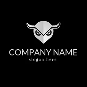 フクロウのロゴ White and Black Owl Head logo design