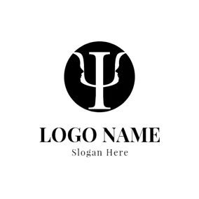 心理学ロゴ White and Black Psychology Tagline logo design