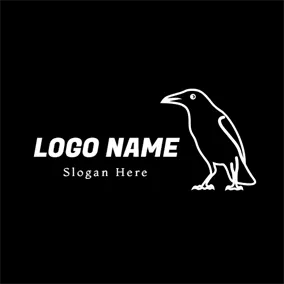 カラス　ロゴ White and Black Raven logo design
