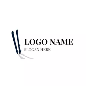 Logótipo De Aventureiro White and Black Ski Pole logo design