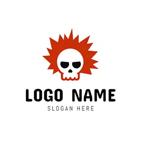 パンクロゴ White and Black Skull Punk logo design