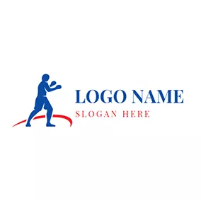 自由搏擊 Logo White and Blue Boxer logo design