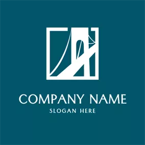 Corporate Logo White and Blue Bridge logo design