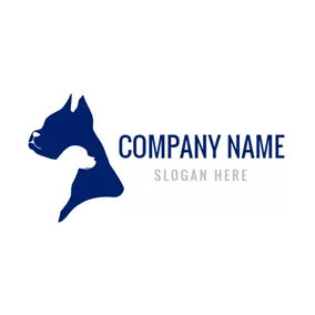 ブルドッグロゴ White and Blue Dog logo design