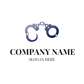 Crime Logo White and Blue Handcuff logo design