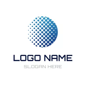 Dotted Logo White and Blue Honeycomb Round logo design