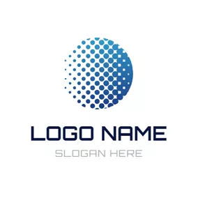 贸易 Logo White and Blue Honeycomb Round logo design