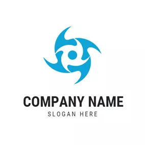 龍捲風 Logo White and Blue Hurricane logo design