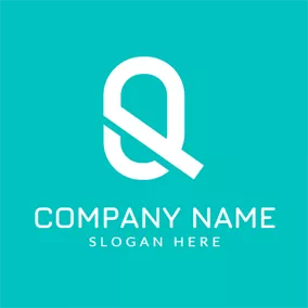 Combination Logo White and Blue Letter Q logo design