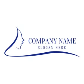 Beauty Logo White and Blue Long Hair logo design