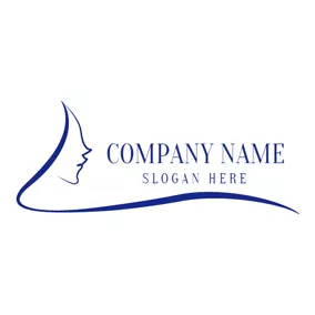 時尚品牌Logo White and Blue Long Hair logo design