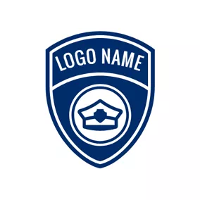Hat Logo White and Blue Police Badge logo design
