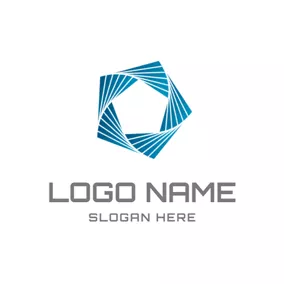 五角形logo White and Blue Polygon Icon logo design