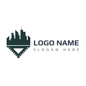 Industrial Logo White and Blue Set Square logo design