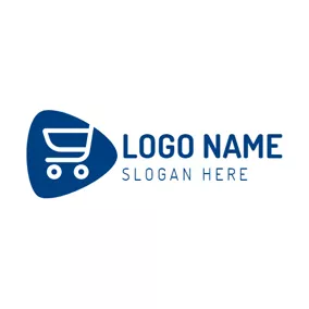 Outline Logo White and Blue Shopping Cart logo design