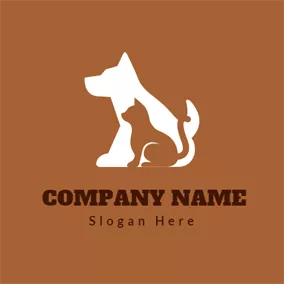 Pug Logo White and Brown Dog logo design