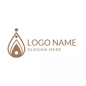 水滴 Logo White and Brown Drop Shape logo design