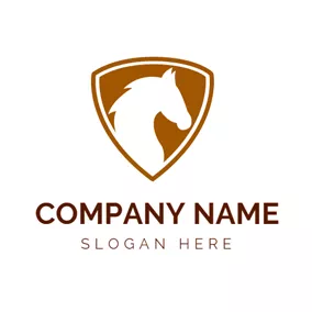 负空间 Logo White and Brown Horse Badge logo design