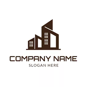 Architectural Logo White and Brown House logo design