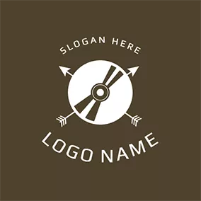 Record Label Logos White and Brown Record Icon logo design