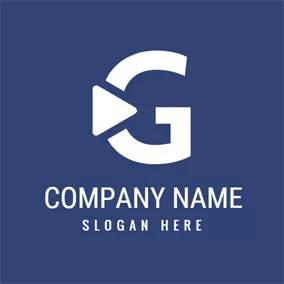 アルファベットロゴ White and Dark Blue Letter G logo design