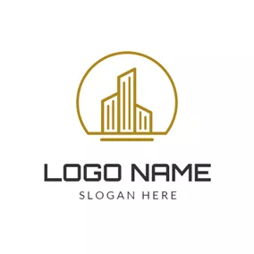 Develop Logo White and Golden House logo design